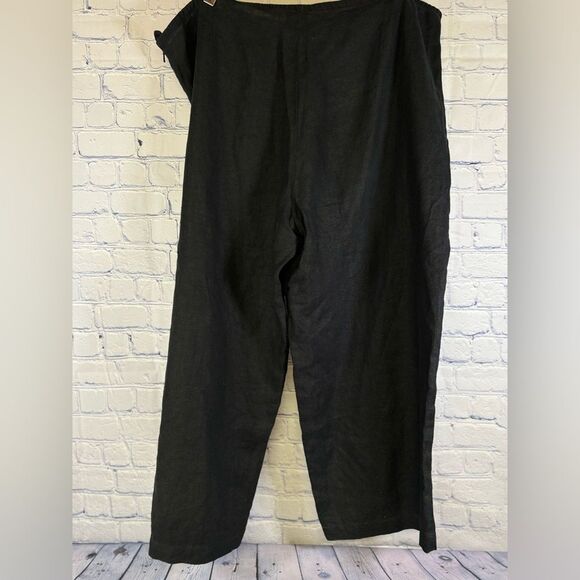 Eileen Fisher Black 100% Irish Linen Classic Casual Minimalist Crop Pants XL - Picture 3 of 10